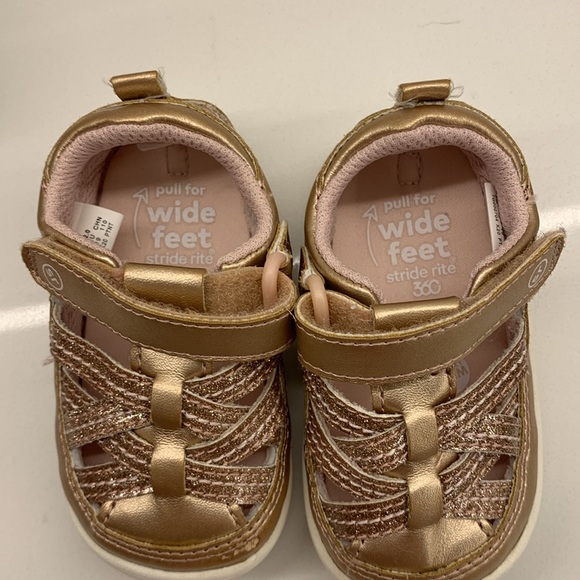 Stride Rite Memory Foam Gold Baby Shoes sz 3 like new - Picture 6 of 7